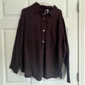 H&M brown button down